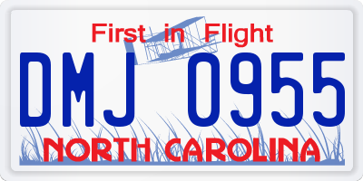 NC license plate DMJ0955