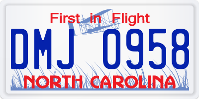 NC license plate DMJ0958