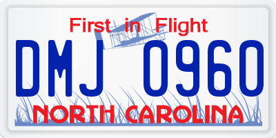 NC license plate DMJ0960
