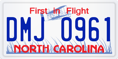 NC license plate DMJ0961