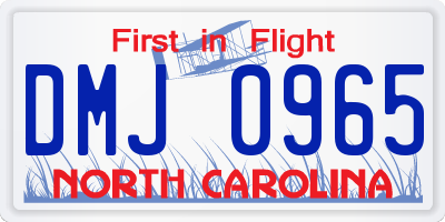 NC license plate DMJ0965