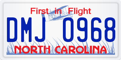 NC license plate DMJ0968