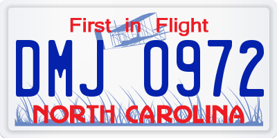 NC license plate DMJ0972