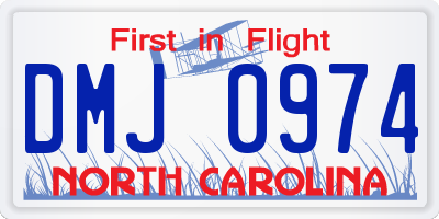 NC license plate DMJ0974
