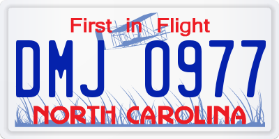 NC license plate DMJ0977