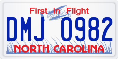 NC license plate DMJ0982