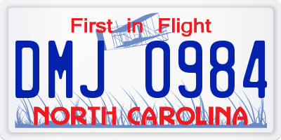 NC license plate DMJ0984