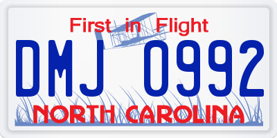 NC license plate DMJ0992
