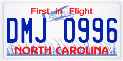 NC license plate DMJ0996