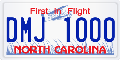 NC license plate DMJ1000
