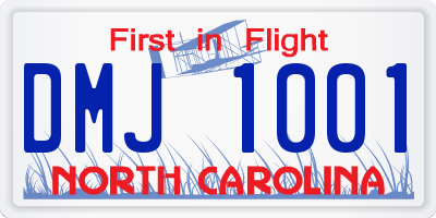 NC license plate DMJ1001