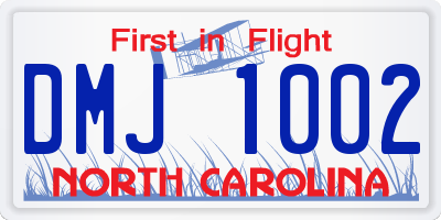 NC license plate DMJ1002