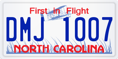 NC license plate DMJ1007