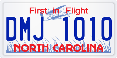 NC license plate DMJ1010