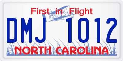 NC license plate DMJ1012