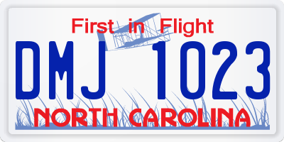 NC license plate DMJ1023