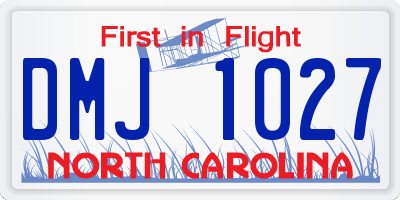 NC license plate DMJ1027