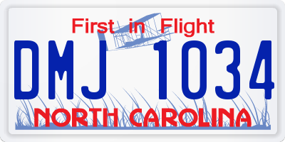 NC license plate DMJ1034
