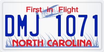 NC license plate DMJ1071