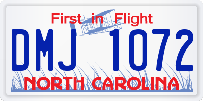 NC license plate DMJ1072