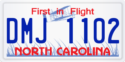 NC license plate DMJ1102