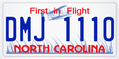 NC license plate DMJ1110