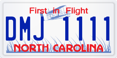 NC license plate DMJ1111