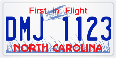 NC license plate DMJ1123