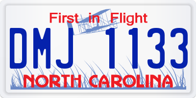 NC license plate DMJ1133