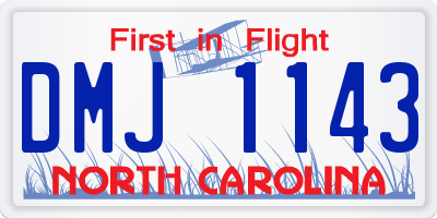 NC license plate DMJ1143