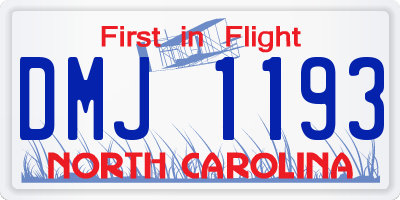 NC license plate DMJ1193