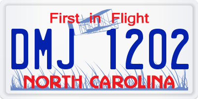 NC license plate DMJ1202