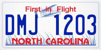 NC license plate DMJ1203