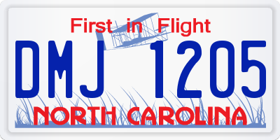 NC license plate DMJ1205