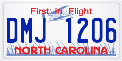 NC license plate DMJ1206