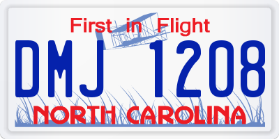 NC license plate DMJ1208