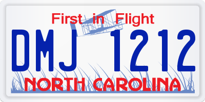 NC license plate DMJ1212