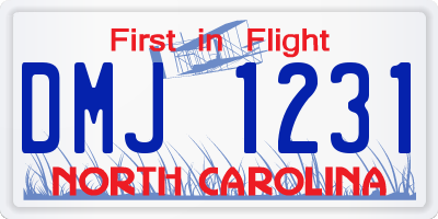 NC license plate DMJ1231