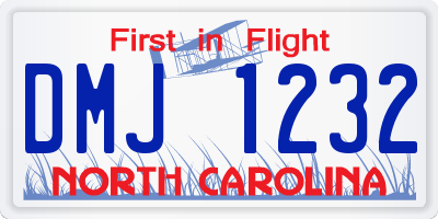 NC license plate DMJ1232