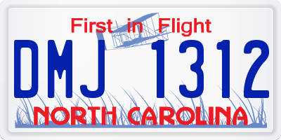 NC license plate DMJ1312
