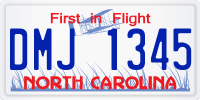 NC license plate DMJ1345