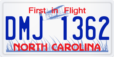 NC license plate DMJ1362