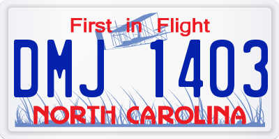 NC license plate DMJ1403