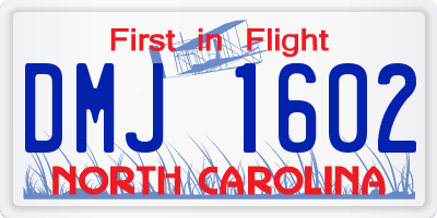 NC license plate DMJ1602