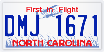 NC license plate DMJ1671