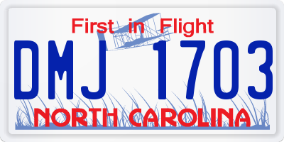 NC license plate DMJ1703