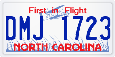 NC license plate DMJ1723