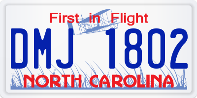 NC license plate DMJ1802