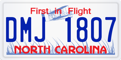 NC license plate DMJ1807