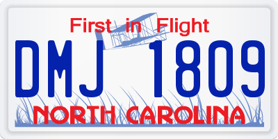 NC license plate DMJ1809